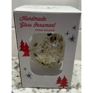 Zorza‎ Polish Blown Art Glass Ball Christmas Ornament 3.5" Hand Made With Box